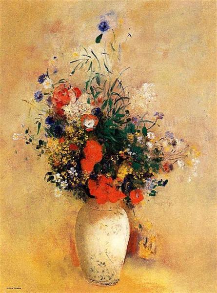 Blumen in einer blauen Vase - 1910