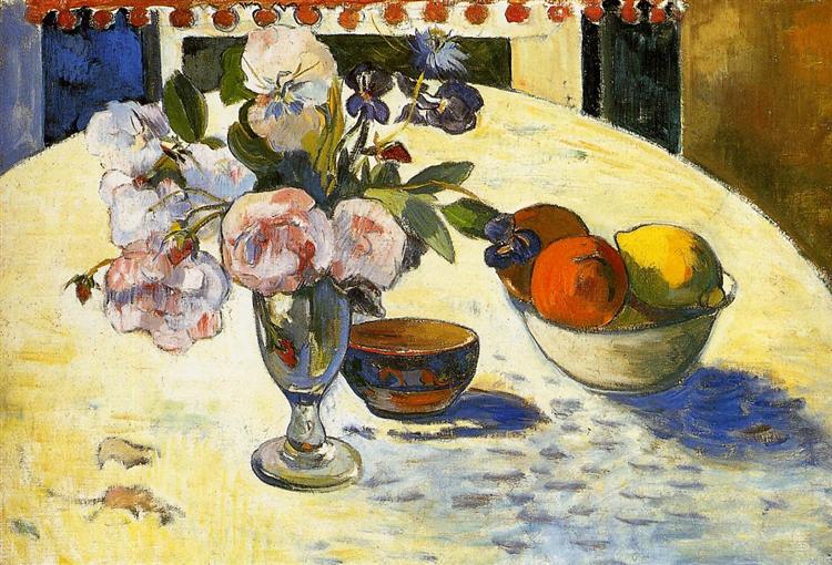 Bloemen in een fruitman - 1894