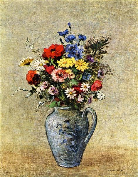 Fleurs dans un vase avec une poignée - 1905