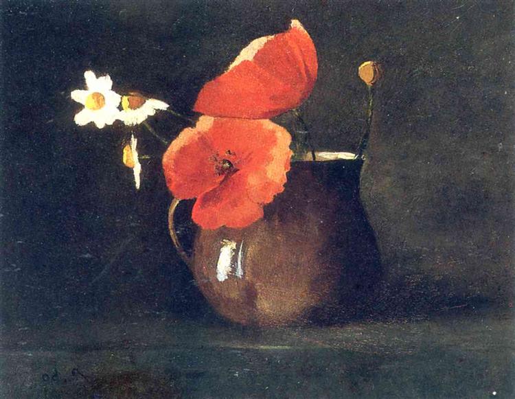 Fleurs en vase vert - 1868