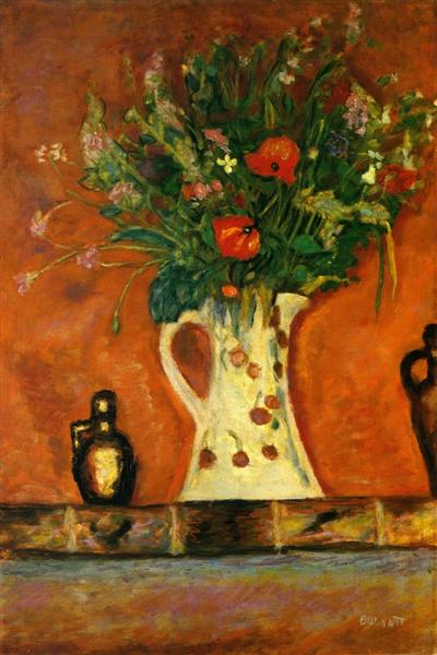 Fleurs sur une étagère de cheminée - 1913