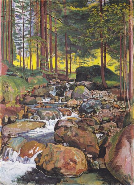 Forest with a mountain stream - 1902