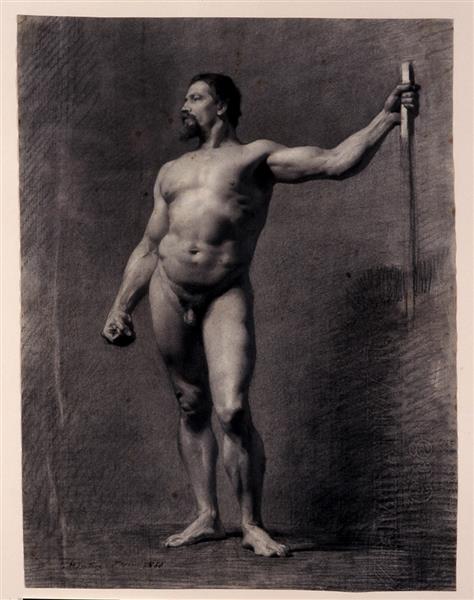 Naked man with spear - 1860