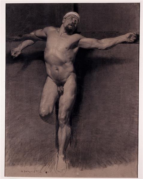 Naked man Study for a crucifixion - 1860