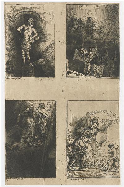 Quatre illustrations pour un livre espagnol - 1655