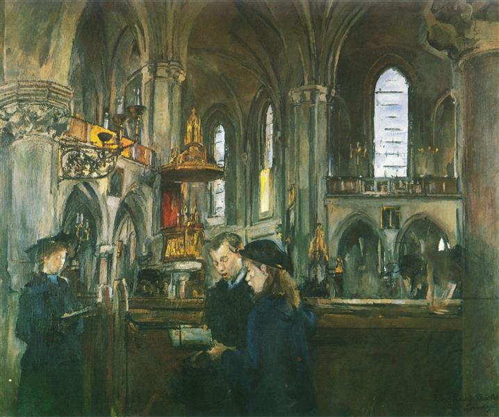 Interior of the TreFoldightskirken Church - 1908