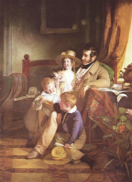 Portrait of Rudolf von Arthaber and his children - 1837