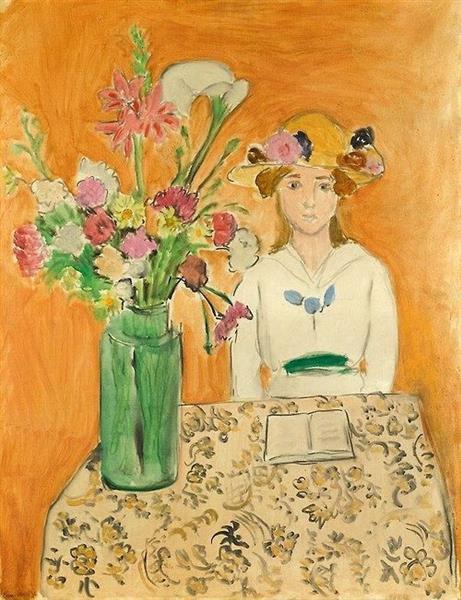 Girl in white with a bouquet 1919 