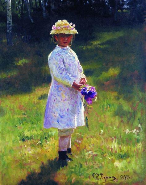 Girl with flowers. Daughter of the artist. - 1878