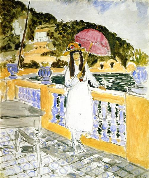 Girl with pink umbrella 1919 