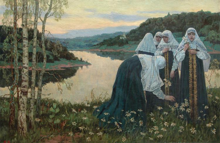 Ragazze sulla riva del fiume.