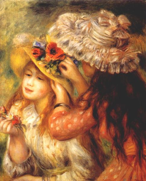 Girls Putting Flowers in Their Hats - 1894