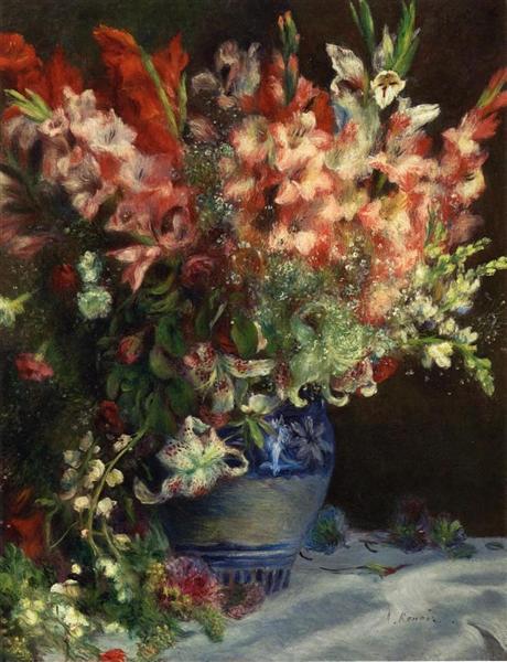 Gladiolas i en vas - 1875