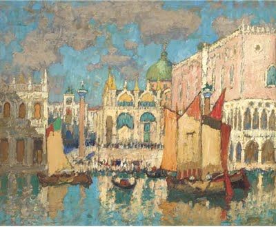 La Piazzetta San Marco Vue de la Lagune- 1935年