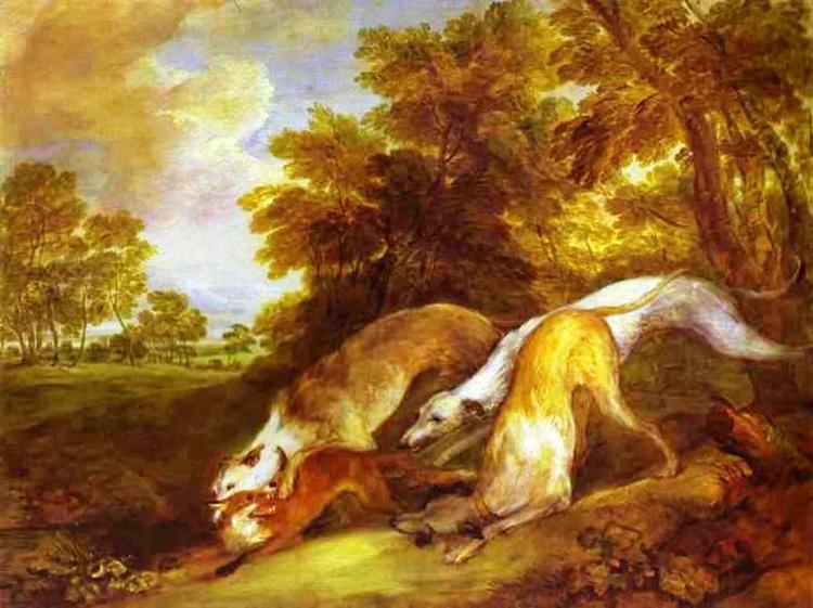 Greyhounds chasing a fox - 1785