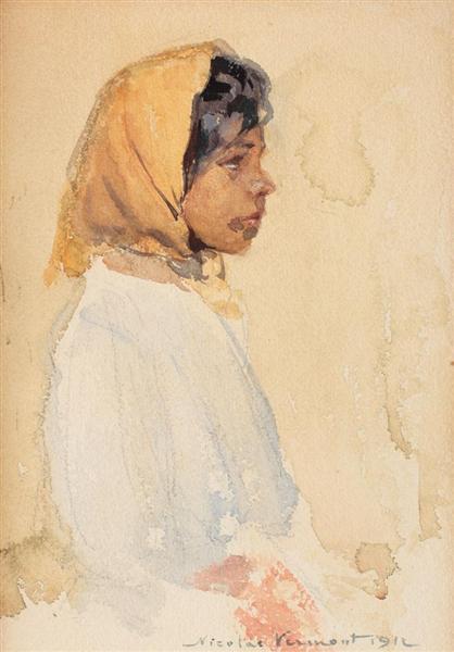 Gypsy woman with yellow handkerchief - 1912