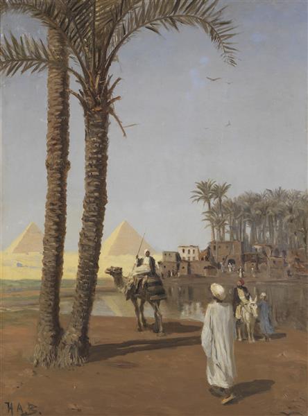 Scène orientale - Je suis honterrund die pyramiden von gizeh - 1880