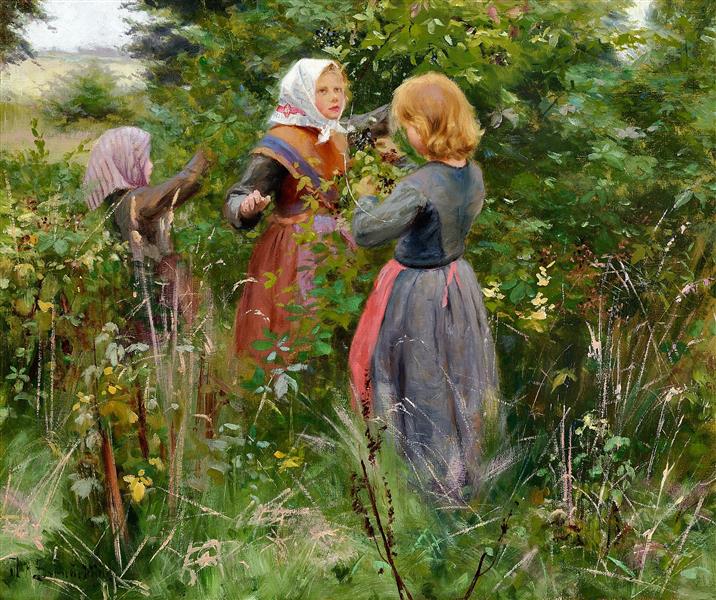 Tre ragazze che raccolgono molas - 1885