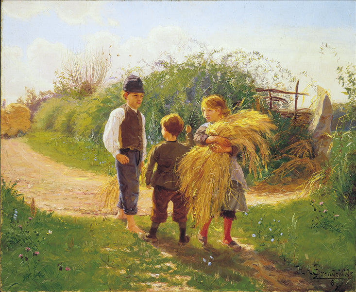 Children collecting crop remains - 1883