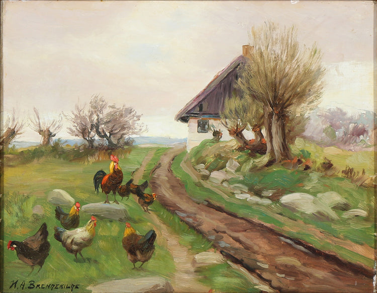 Farm exterior with chickens