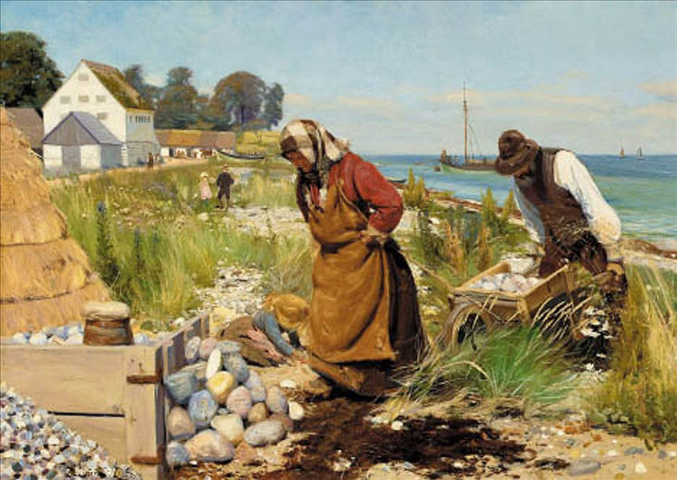 Skærvehuggere Ved Strann. Stevns. - 1885