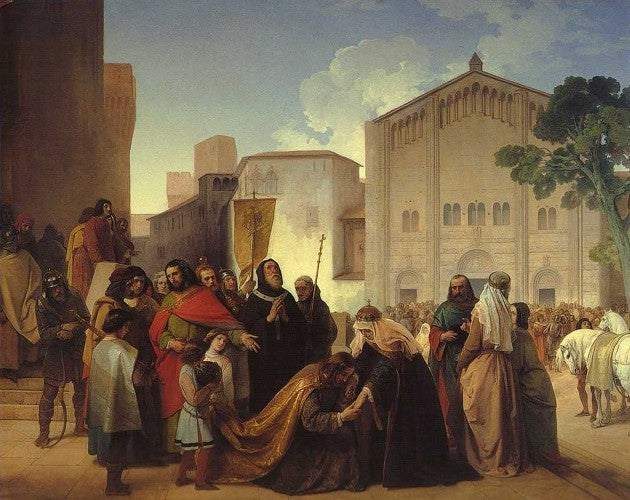 Reconciliation of Otón II with his mother Adelaida de Burgundy - 1858