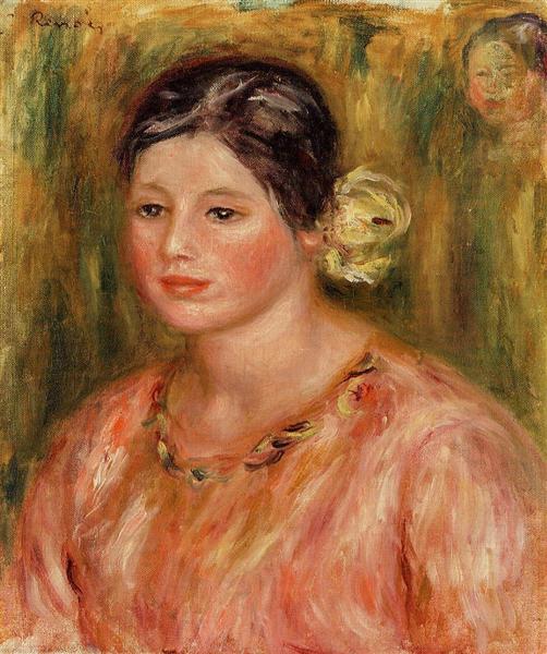 Head of a Young Woman in Red Dress - 1916