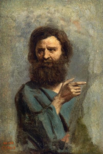 Barbudo Man Head (Studie für die Taufe Christi) - 1845