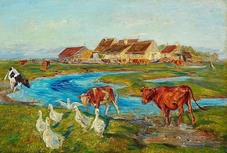 Back home at milking time. Evening. Saltholm - 1897