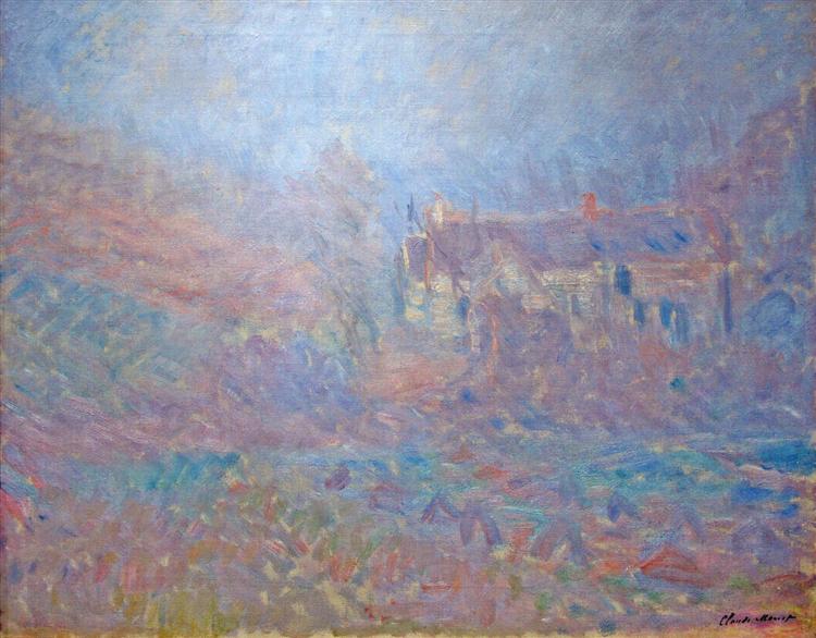 Huizen in Falaise in de mist - 1885