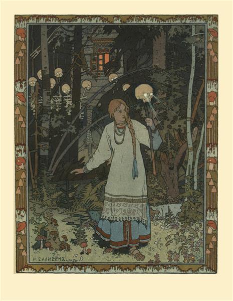 Illustration für das Märchen "Vasilisa la Bella" - 1900