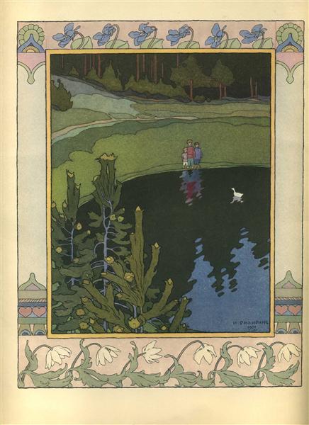 Illustration for the Russian fairy tale "Pato Blanco" - 1902