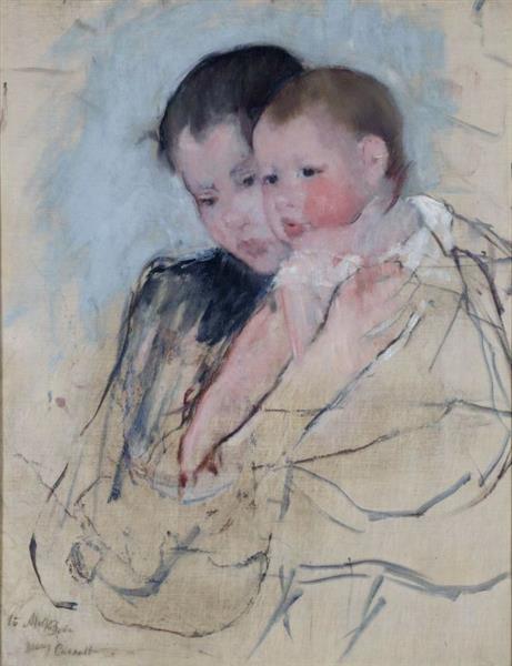 Baby in his mother's arms - 1891