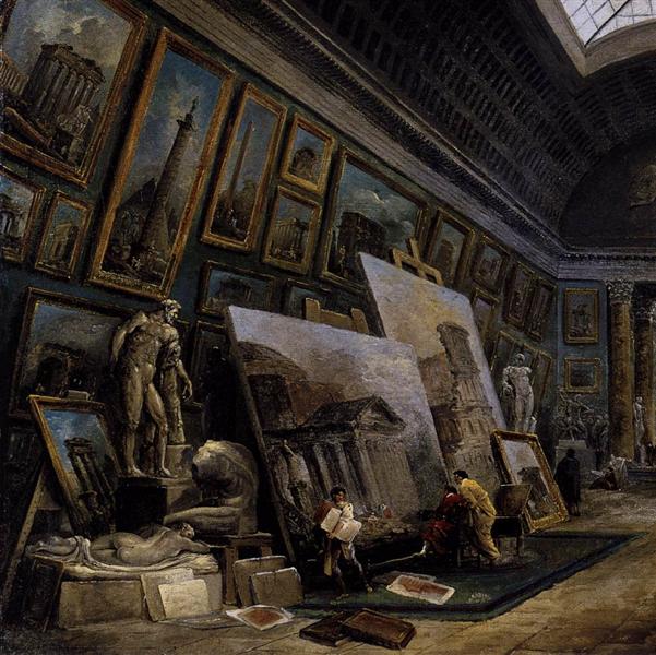 Imaginär utsikt över den stora Galerie del Louvre (detalj) - 1789