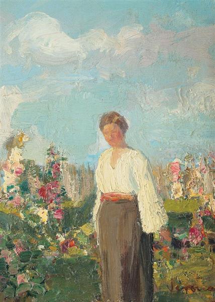 In the garden with flowers