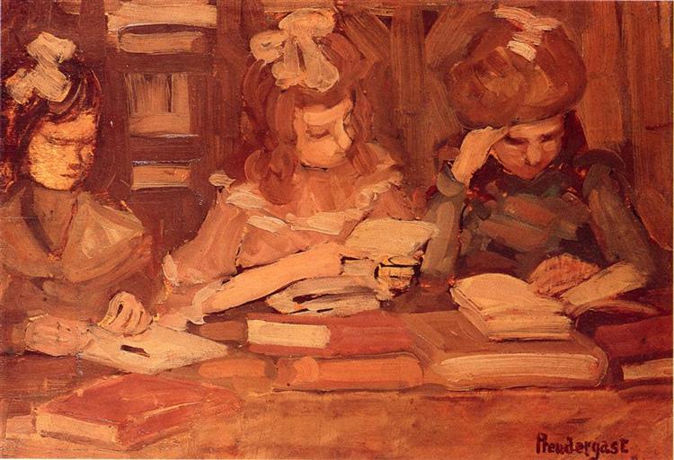 In the library (also known as three schoolgirls) - 1906