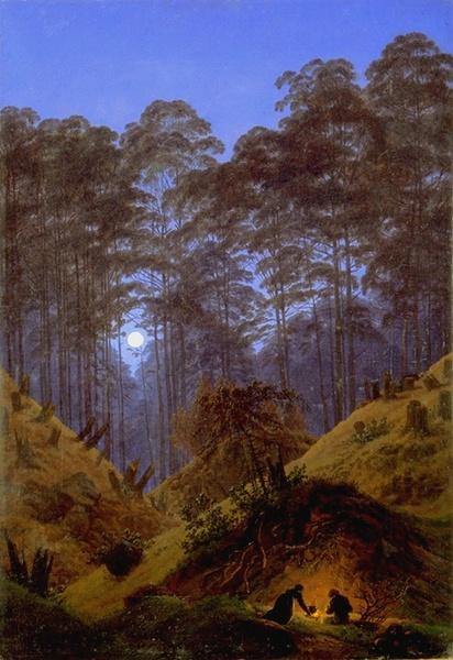 Inside the forest under the moonlight - 1830