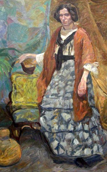 Interiør med kunstnerens søster - Emma Weie - 1910