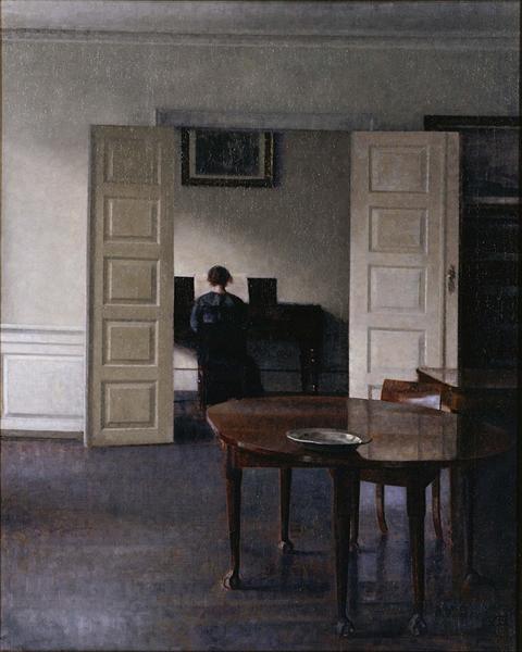 Interieur mit dem ersten Stand, als er das Klavier spielte - 1910