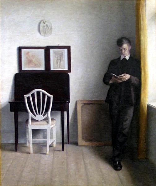 Interior Con Joven Leyendo - 1898