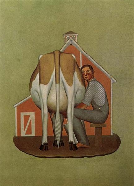 Niño Ordeñando Vaca - 1932