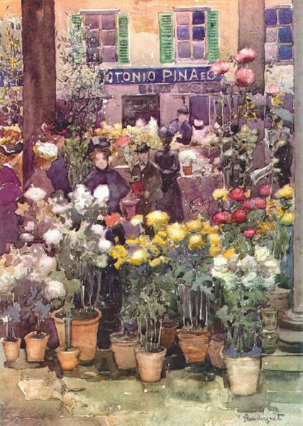 Marché des fleurs italien - 1898