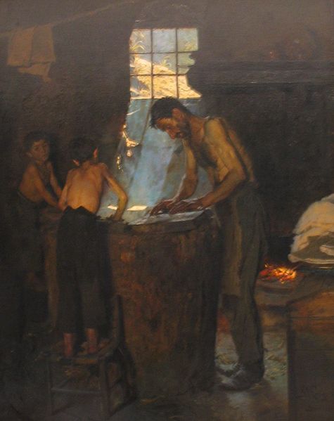 Italienske mennesker arbejdere, der laver hatte - 1880