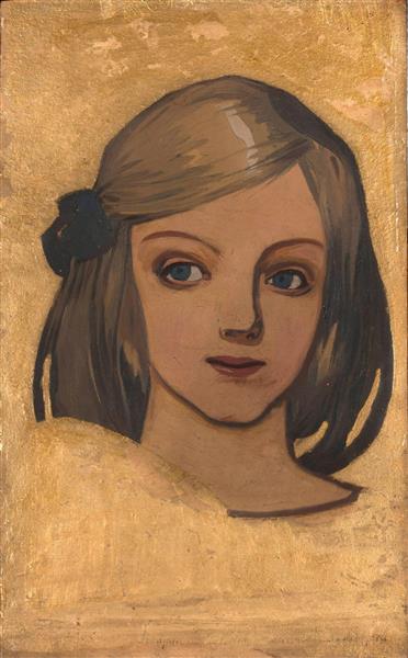 Girl's head on a gold background - 1901