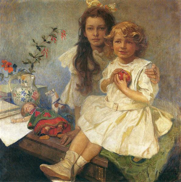 Jaroslava et Jiri - Les enfants de l'artiste - 1919