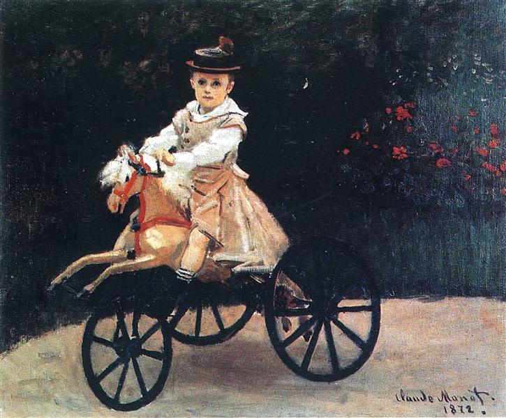 Jean Monet su un cavallo meccanico - 1872