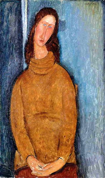 Jeanne Hebuterne avec un pull jaune - 1919