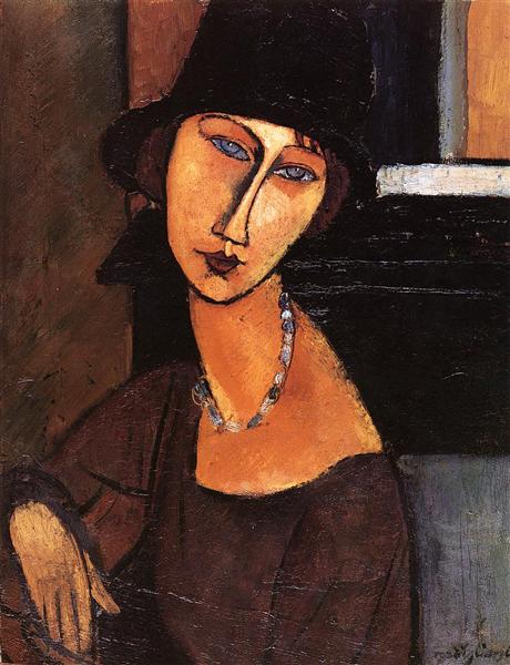 Jeanne Hebuterne Con Sombrero Y Collar - 1917