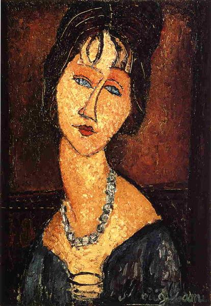 Jeanne Hebuterne cu guler - 1917