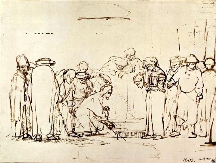 Jesus and the Adulteress by Rembrandt